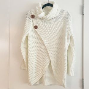 rain + rose Cowl neck Acrylic Knit Sweater with Button Detail Size Medium